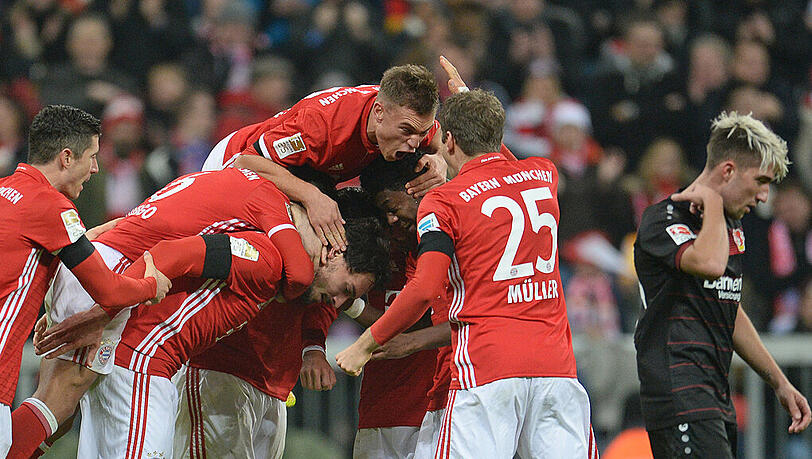 Nach drei Spielen ohne Sieg am Samstag mit einem Erfolgserlebnis: Der Bayern-Jubel gegen Leverkusen. Nach drei Spielen ohne Sieg am Samstag mit einem Erfolgserlebnis: Der Bayern-Jubel gegen Leverkusen.