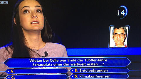 Ihr Opa Wolfgang Brenner half ihr gemeinsam mit dem 50:50-Joker bei der 250.000-Frage: Jessica Teichelmann.