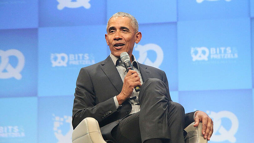 Barack Obama bei der Gründermesse "Bits & Pretzels". Barack Obama bei der Gründermesse "Bits & Pretzels".