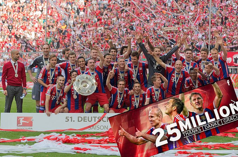 Der FC Bayern kann sich über 25 Millionen Facebook-Fans freuen.