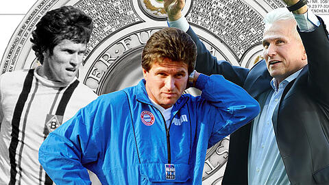 Der Triple-Heynckes: Der jetzt 73-Jährige prägte die Bundesliga wie kaum ein Zweiter. Als Spieler zu seinen Gladbacher Glanzzeiten (Foto links) und als Trainer bei den Bayern (1990 und jetzt).