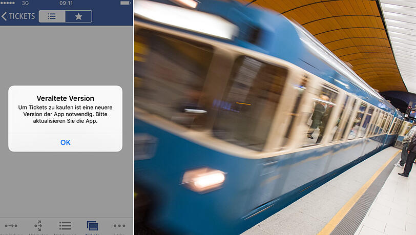 Wer ein altes Betriebssystem auf dem Handy hat, schaut bei der MVG-App in die Röhre. Wer ein altes Betriebssystem auf dem Handy hat, schaut bei der MVG-App in die Röhre.