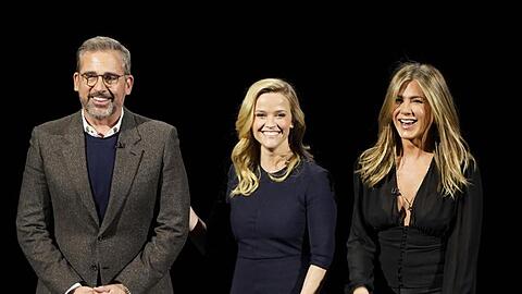 Stars bei Apple: Steve Carell, Reese Witherspoon und Jennifer Aniston amüsieren sich bei der Vorstellung des neuen Streamingdienstes.