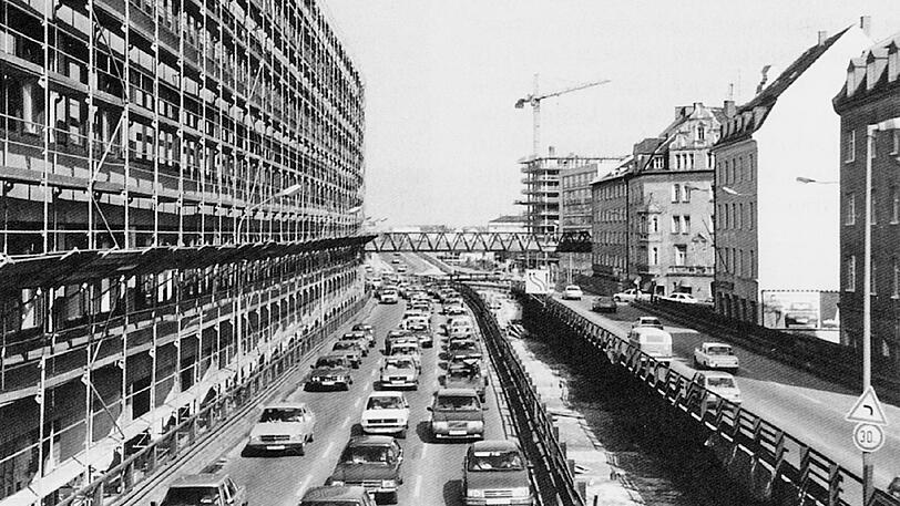Die Trappentreustraße beim Bau des Mittleren-Ring-Tunnels.