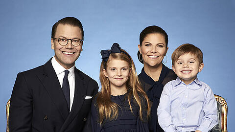 Daniel von Schweden, Prinzessin Estelle, Kronprinzessin Victoria und Prinz Oscar (v.l.n.r.)