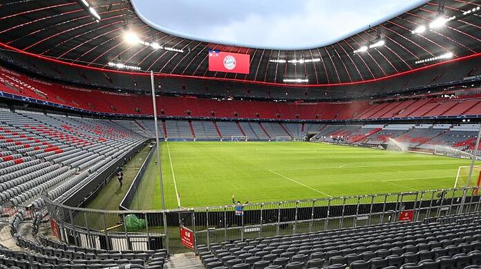 Blick in die Allianz-Arena. Hier sollen die drei EM-Gruppenspiele der deutschen Nationalmannschaft stattfinden.