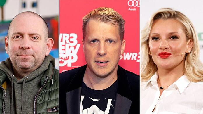 Nur drei der vielen Promi-Helfer: Oliver Pocher (Mitte), Matthias Distel alias Ikke Hüftgold und Evelyn Burdecki.
