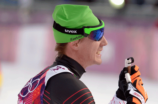 Der österreichische Skilangläufer Johannes Dürr bei den Olympischen Winterspielen in Sotschi.