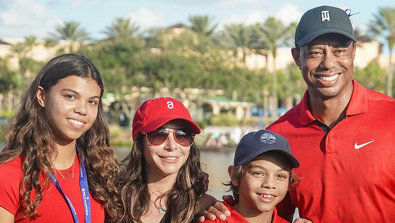 Da waren sie noch glücklich: Tiger Woods mit Freundin Erica Herman (2.v.l.) und seinen beiden Kindern aus der Ehe mit Elin Nordegren.