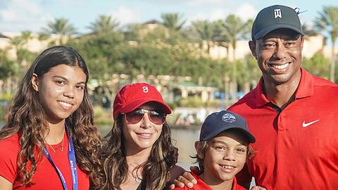 Da waren sie noch glücklich: Tiger Woods mit Freundin Erica Herman (2.v.l.) und seinen beiden Kindern aus der Ehe mit Elin Nordegren.