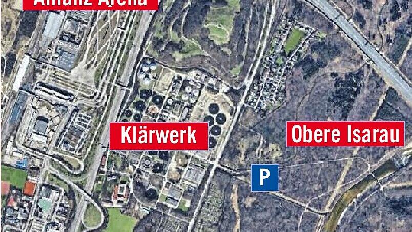 Um die Obere Isarau zu erkunden, kann man auf Höhe des Klärwerks von der Freisinger Landstraße rechts abbiegen und dann gleich wieder links. Dort ist ein Parkplatz. Um die Obere Isarau zu erkunden, kann man auf Höhe des Klärwerks von der Freisinger Landstraße rechts abbiegen und dann gleich wieder links. Dort ist ein Parkplatz.