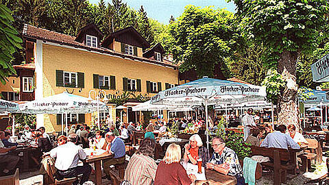 Der Himmel der Bayern &ndash; und ein himmlisches Paradies für die Münchner im Süden der Stadt: der Biergarten Hinterbrühl.