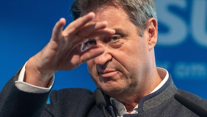 Bayerns Ministerpräsident Markus Söder bei einer Pressekonferenz.