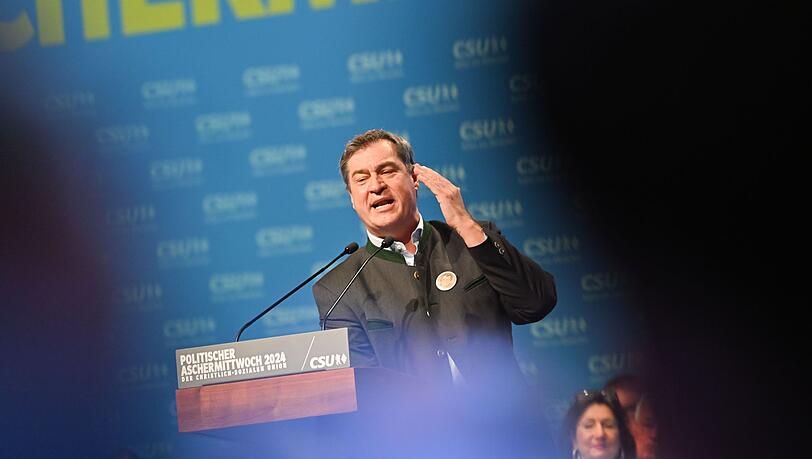 Markus Söder, Ministerpräsident von Bayern und CSU-Chef, hält eine Rede.