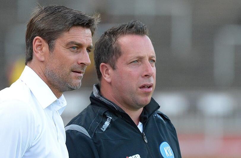 In Karlsruhe vereint - und bei den Löwen auch? 1860-Sportchef Oliver Kreuzer und Noch-KSC-Coach Markus Kauczinski (von links).