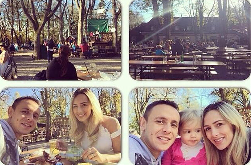 Mit seiner Familie im Hirschgarten: Bayern-Abwehrspieler Rafinha.