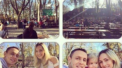 Mit seiner Familie im Hirschgarten: Bayern-Abwehrspieler Rafinha.