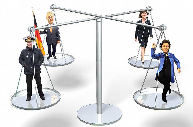 Alle neutralisiert und im Gleichgewicht &ndash; Horst Seehofer hält seine potenziellen Nachfolger Ilse Aigner, Markus Söder, Joachim Herrmann und Christine Haderthauer in der Balance.