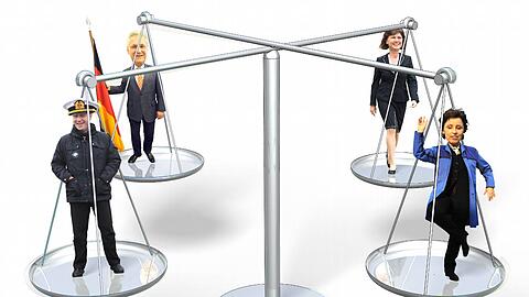 Alle neutralisiert und im Gleichgewicht &ndash; Horst Seehofer hält seine potenziellen Nachfolger Ilse Aigner, Markus Söder, Joachim Herrmann und Christine Haderthauer in der Balance.