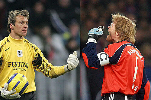 Wimpeltausch und Shakehands: Oliver Kahn und Michael Hofmann vor ihrem letzten Stadt-Derby. Fotos (2): unitpicture