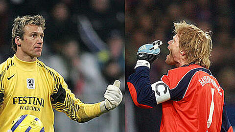 Wimpeltausch und Shakehands: Oliver Kahn und Michael Hofmann vor ihrem letzten Stadt-Derby. Fotos (2): unitpicture
