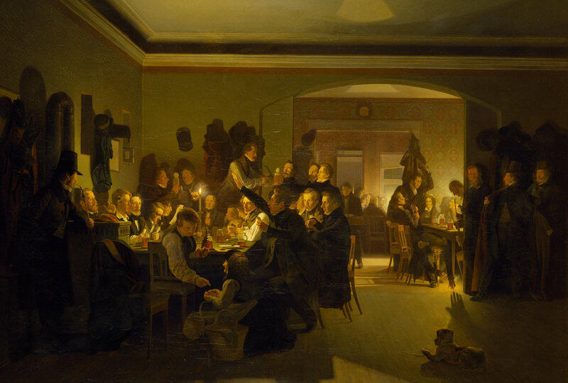 1832 verewigte der dänische Maler Wilhelm Ferdinand Bendz (1804-1832) die gesellige Künstlerrunde des Café Fink. Unter den Dargestellten finden sich Wilhelm von Kaulbach, Christian Morgenstern, Karl Altmann, Thomas Fearnley, Christen Christensen, Hermann Kauffmann, Philipp Foltz, Andreas Borum, Bernhard Stange, Georg Heinrich Crola, Heinrich Marr und Bendz selbst.