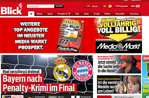 Ein Blick zu unseren Nachbarn in der Schweiz. Das Boulevardblatt "Blick".