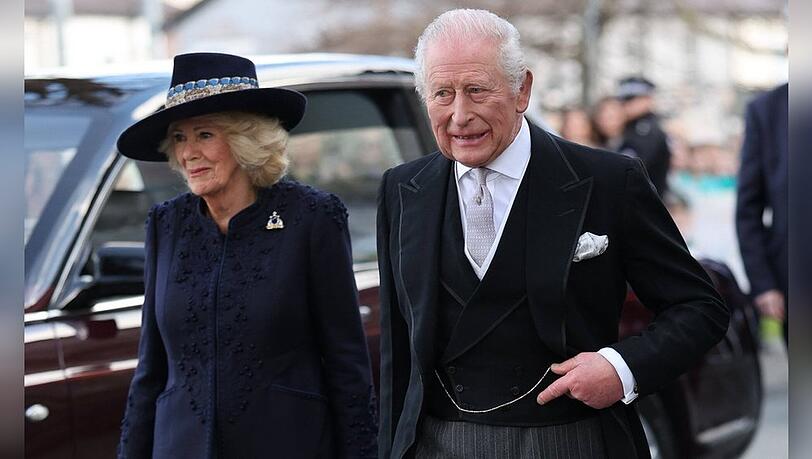 K&ouml;nigin Camilla und K&ouml;nig Charles beim Royal Maundy Day Service in Wales.