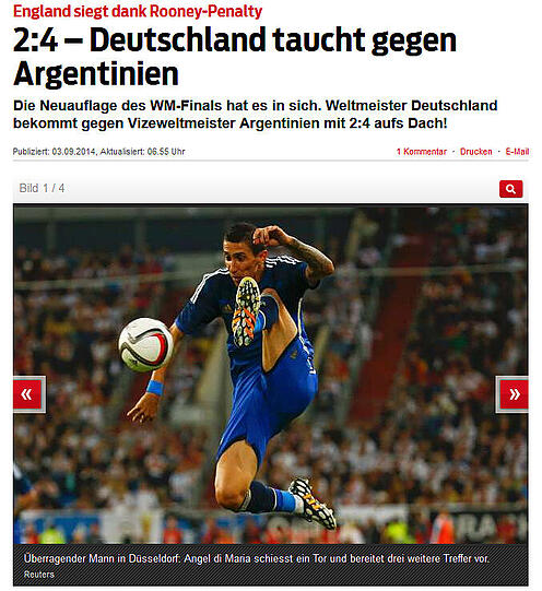 "2:4 - Deutschland taucht gegen Argentinien", blick.ch