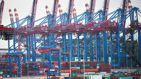 Containerbrücken am Terminal Burchardkai (CTB) der Hamburger Hafen und Logistik AG (HHLA).