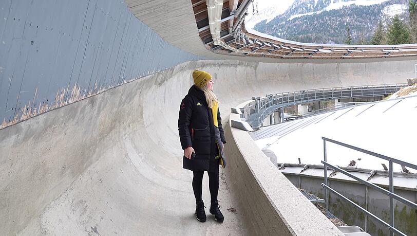 Im Kreisel fing alles an: Anna Berreiter kehrt nach ihrem Olympia-Silber zur Rodelbahn am Königssee zurück. Bei Unwettern im Sommer stürzte ein Teil der Rinne ein, sie ist derzeit komplett ohne Eis.