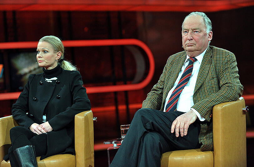 Kathrin Oertel, Mitglied im Organisationsteam von Pegida und Alexander Gauland (AfD), Landesvorsitzender in Brandenburg, am Sonntag bei Günther Jauch.