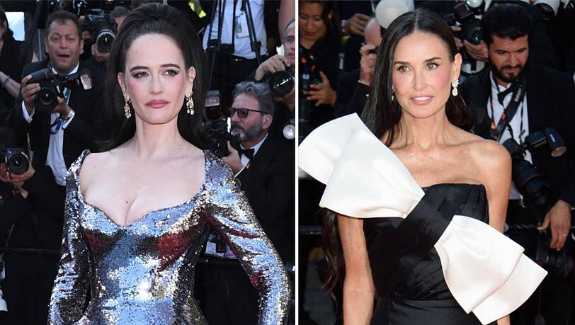 Eva Green (l.) bot einen statuenhaften Anblick, Demi Moore kam mit XXL-Schleife.