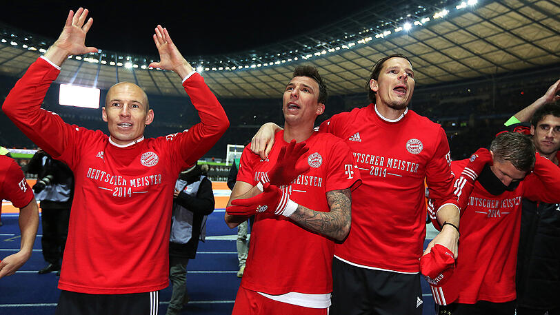 Bisheriger Rekord: Die Bayern jubeln am 27. Spieltag der Saison 2013/14 im Berliner Olympiastadion.