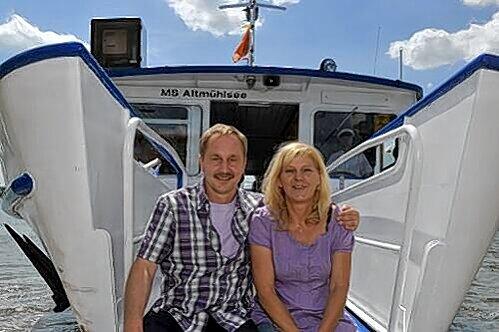 Trauen sich als erstes Ehepaar auf dem Trau(m)schiff &bdquo;MS Altmühlsee: Sieglinde Fetzer und Jürgen Klopf aus Feuchtwangen.
