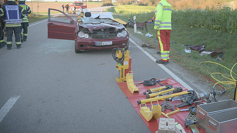 Ein Mercedes mit Totalschaden, ein schwerverletzter Autofahrer und zwei tote Pferde auf der Landstraße. Die schrecklichen Bilder aus Gangkofen
