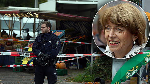 Die Polizei sichert den Tatort nach dem Messerangriff.