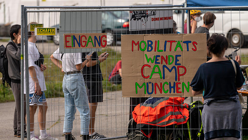 Damals noch auf der Theresienwiese: Das Mobilitätswendecamp München im September 2021. (Archiv)
