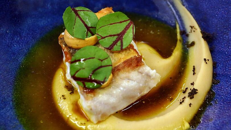 3. Gang: Gebratener Zander mit Chorizocreme.
