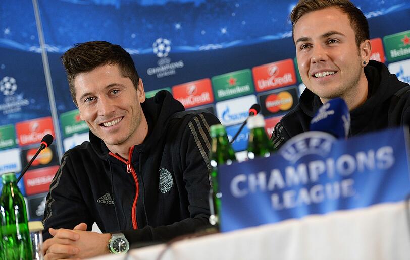 Robert Lewandowski und Mario Götze bei der Pressekonferenz
