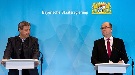 Markus Söder (l.) Ministerpräsident von Bayern, und Albert Füracker (beideCSU), Finanzminister von Bayern.