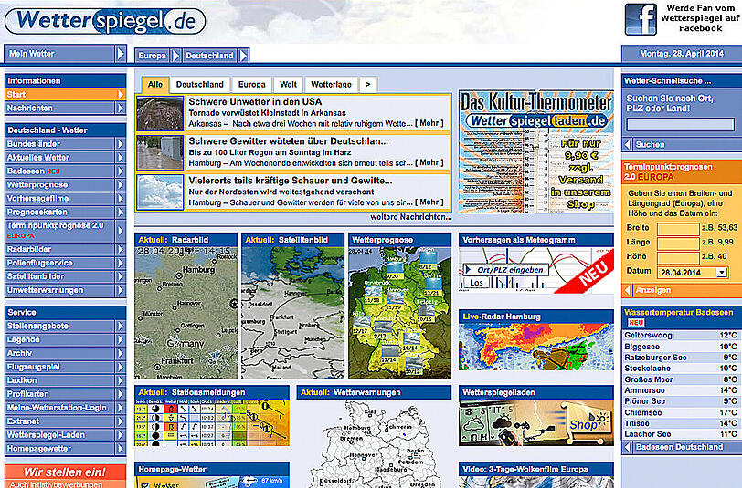 Wetterspiegel.de hat kaum weiterführende Infos zum Wetter und Videos. Gesamturteil: 2,8.