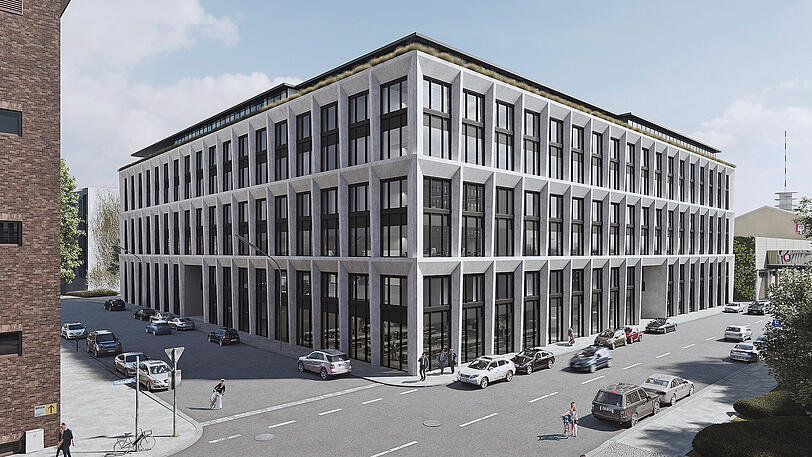 Drei Geschosse, hohe Fenster und ein teilweise begrüntes Dach: So soll das Karl an der Karlstraße, Ecke Denisstraße aussehen.