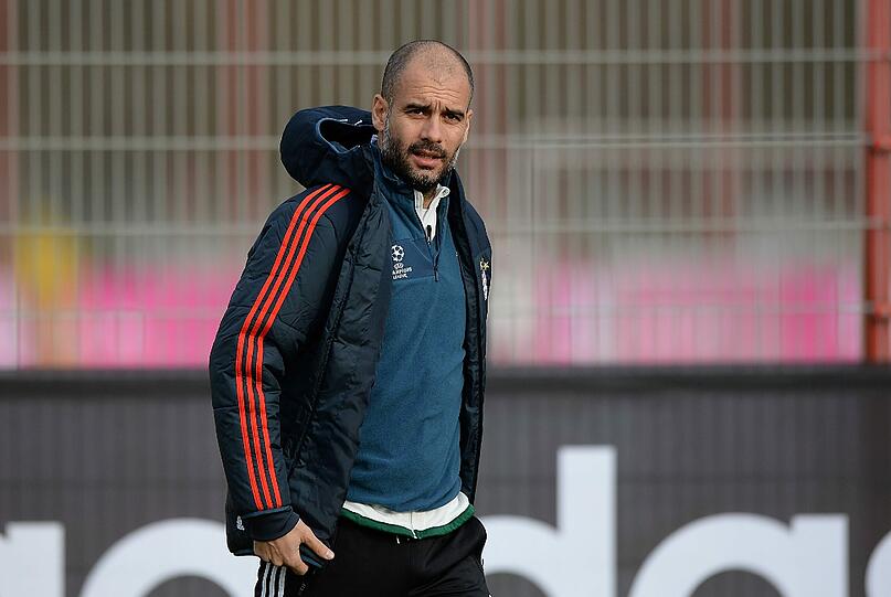 Trainer Pep Guardiola beim Bayern Training