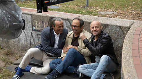 Die Super-Schwäger am Set: Arthur (Heiner Lauterbach), Yus (hilmi Sözer) und Kalle (Jürgen Vogel).