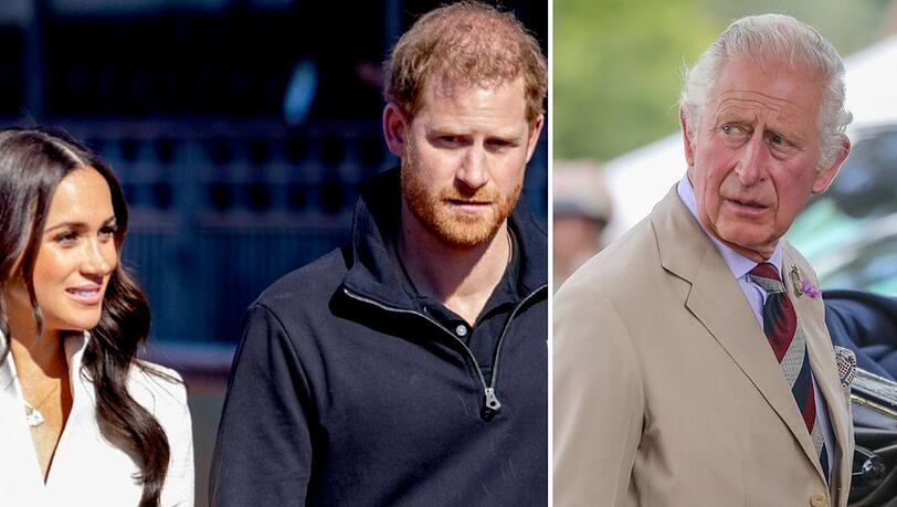 Wie wird es für Charles (r.), Harry und Meghan wohl weitergehen?