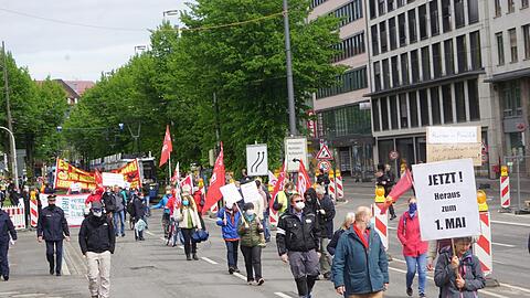 Protestaktionen zum Maifeiertag in München.