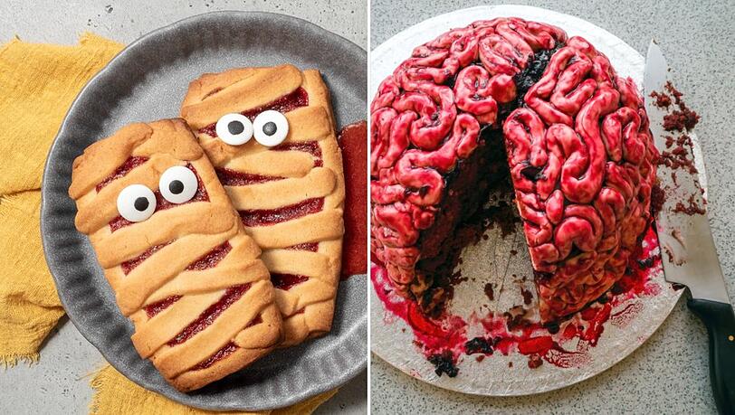 Von Mumienkeksen bis blutigem Gehirnkuchen: Auf TikTok gibt es zahlreiche Halloween-Rezepte zum Gruseln.