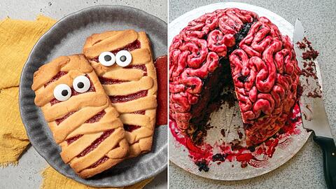 Von Mumienkeksen bis blutigem Gehirnkuchen: Auf TikTok gibt es zahlreiche Halloween-Rezepte zum Gruseln.