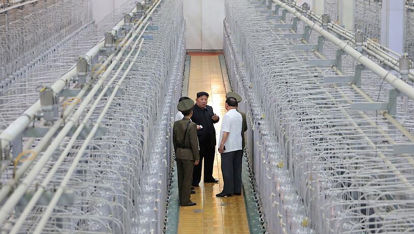 Nordkoreas Machthaber Kim l&auml;sst sich gern vor eindrucksvollen Kulissen fotografieren. (Archivfoto)